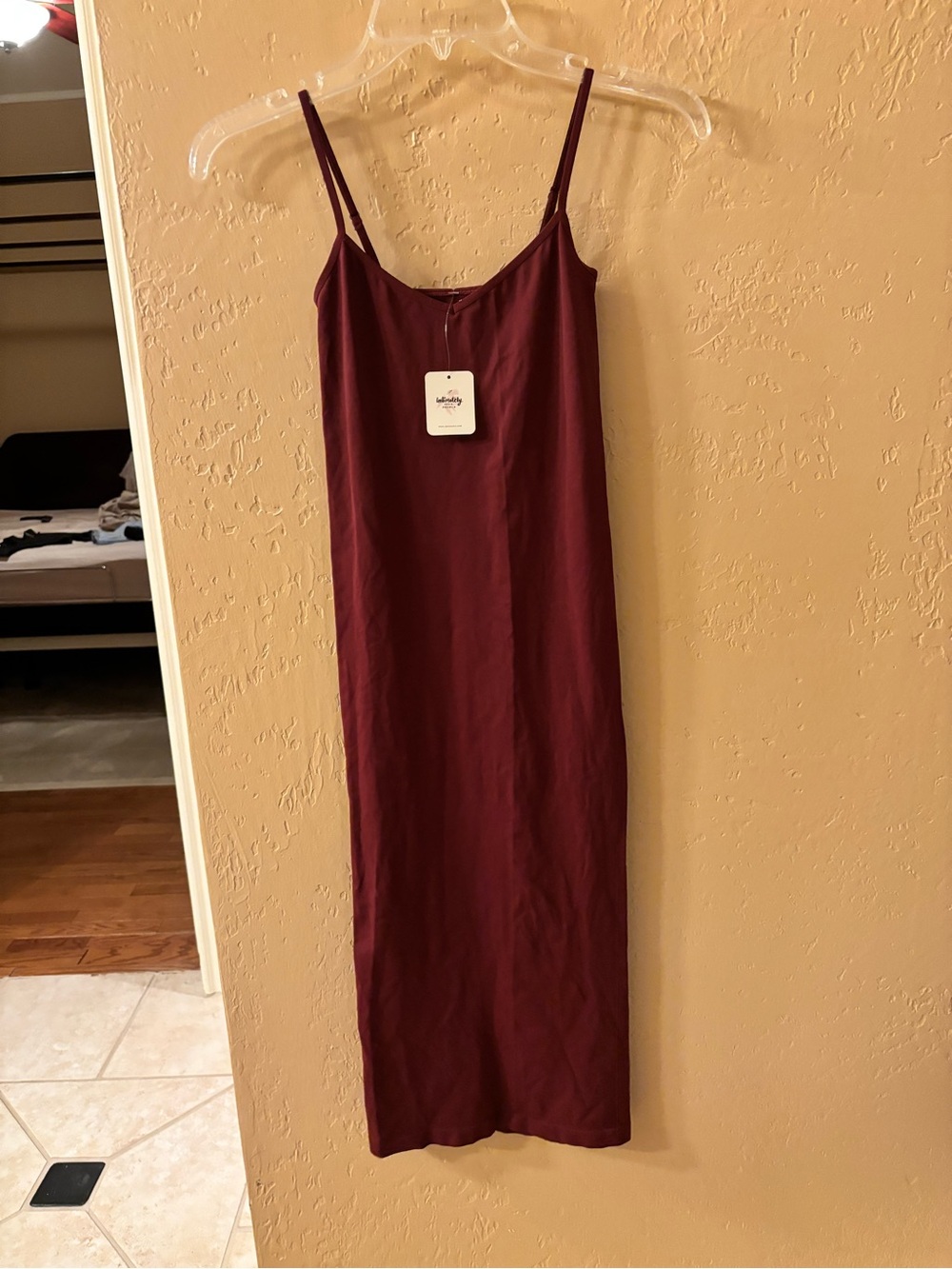 Free People Sleeveless Burgundy Slip Dress with Spaghetti Straps